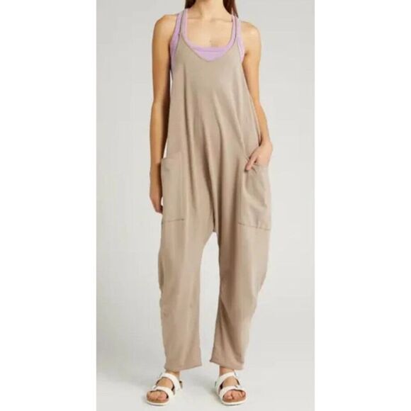 Free People Movement OB1239677 Women's Sz Small Light Brown Hot Shot Jumpsuit - Picture 12 of 13